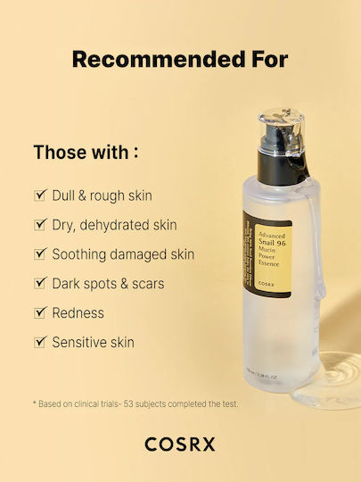 Cosrx Advanced Snail 96 Ενυδατικό & Αντιγηραντικό Essence Προσώπου με Έκκριμα Σαλιγκαριού & Υαλουρονικό Οξύ για Λάμψη & Πανάδες 100ml