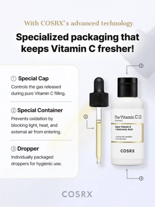 Cosrx The Vitamin C 13 Ενυδατικό & Αντιγηραντικό Serum Προσώπου με Βιταμίνη C & Βιταμίνη E για Αποτοξίνωση & Πανάδες 20ml