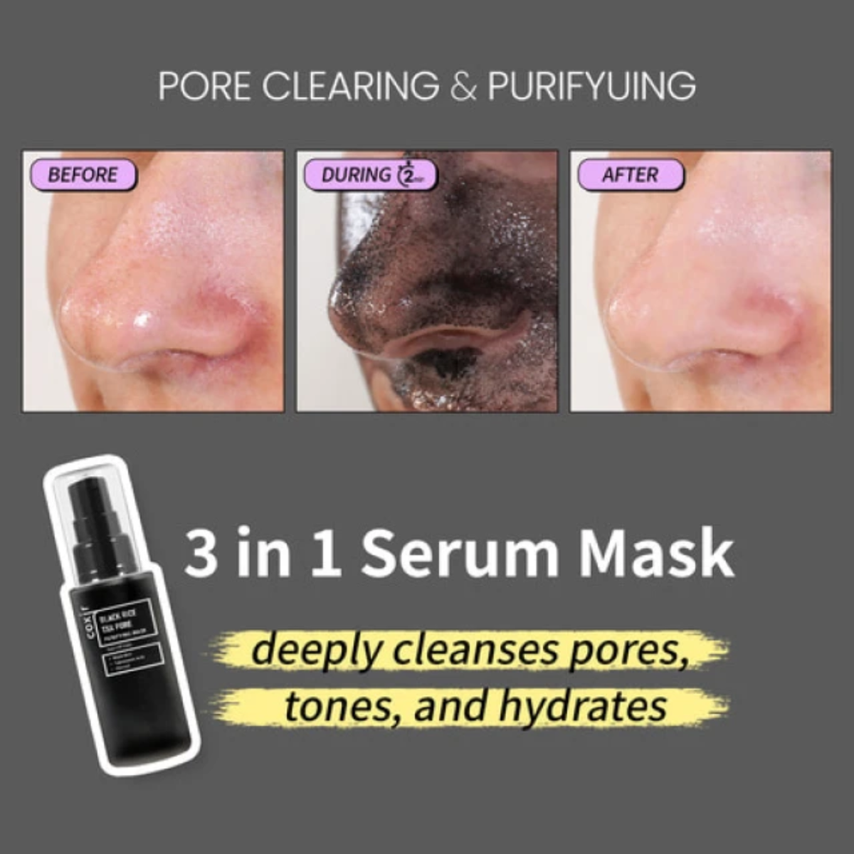 Coxir Black Rice TXA Pore Mask Μάσκα καθαρισμού πόρων με Ενεργό άνθρακα 50ml