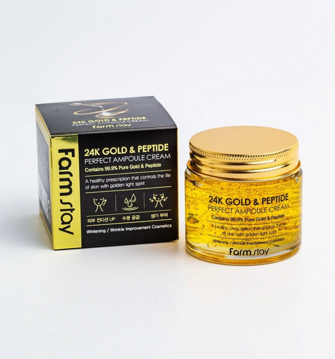 Farm Stay 24K Gold & Peptide Perfect Ampoule Cream Αντιγηραντική Κρέμα Προσώπου με Κολλαγόνο & Πεπτίδια 80ml
