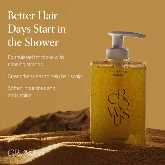 Growus Sea Salt Therapy Shampoo - Αναζωογονητικό Σαμπουάν για το Τριχωτό & τα Μαλλιά 500ml