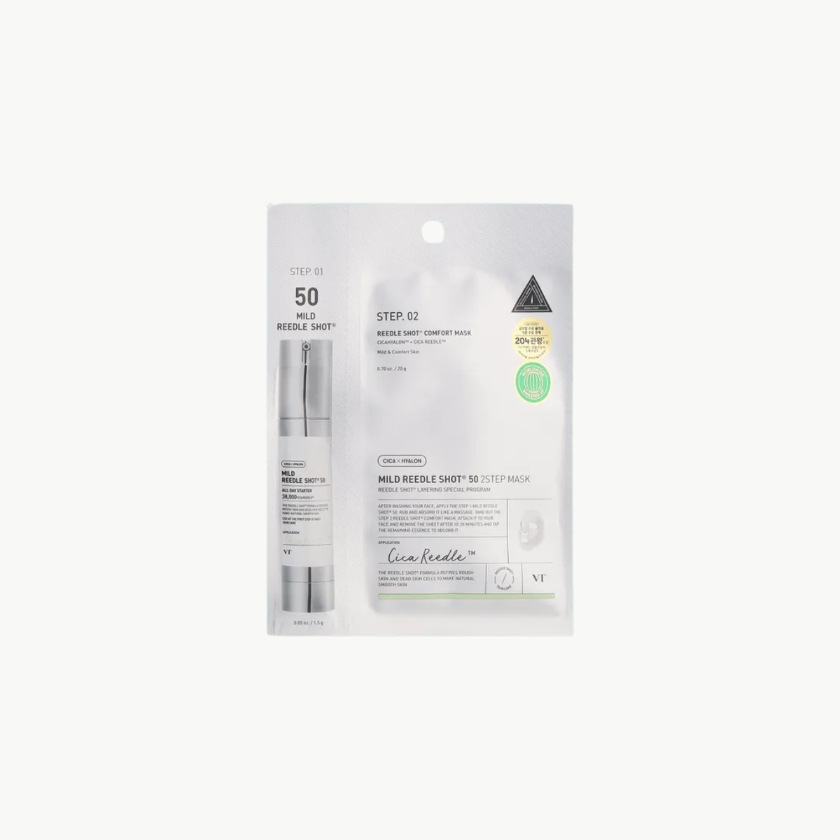 VT Cosmetics Mild Reedle Shot 50 2-Step Μάσκα Προσώπου με Centella & Νιασιναμίδη