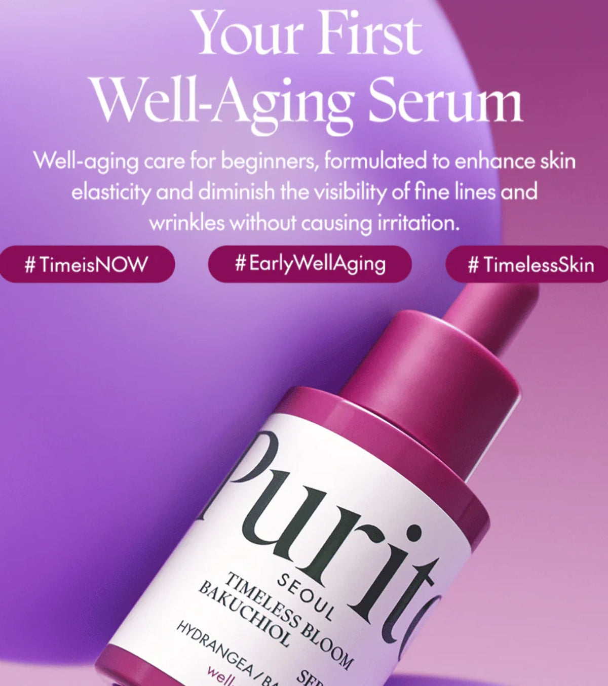 Purito Bakuchiol Timeless Bloom Αντιγηραντικό Serum Προσώπου με Bakuchiol & Πεπτίδια 30ml
